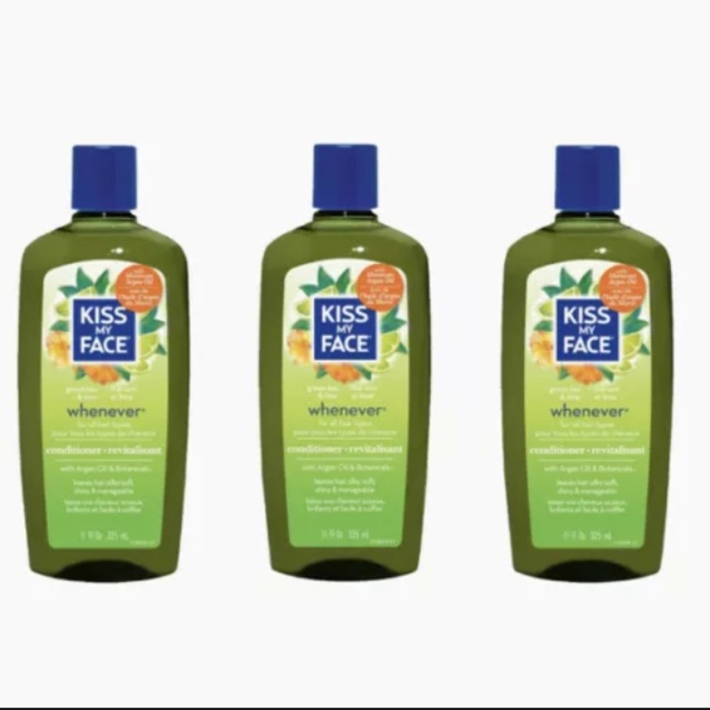 Kiss My Face Whenever Conditioner Green Tea Lime Argan Oil 11oz / 325ml- 3 Pack